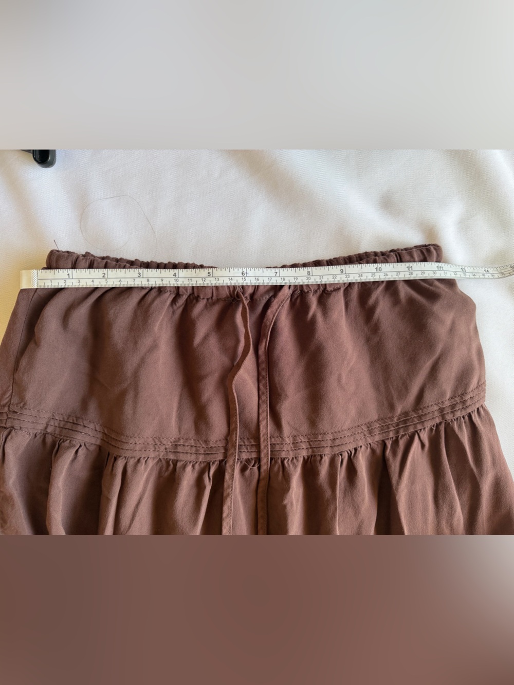 Brown Tiered Maxi Skirt W/Drawstring. Size XS - Picture 5 of 6